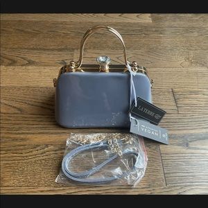 NWT La Terre Pewter Gray Purse Handbag PETA Approved. Vegan. Fashion. Clutch.